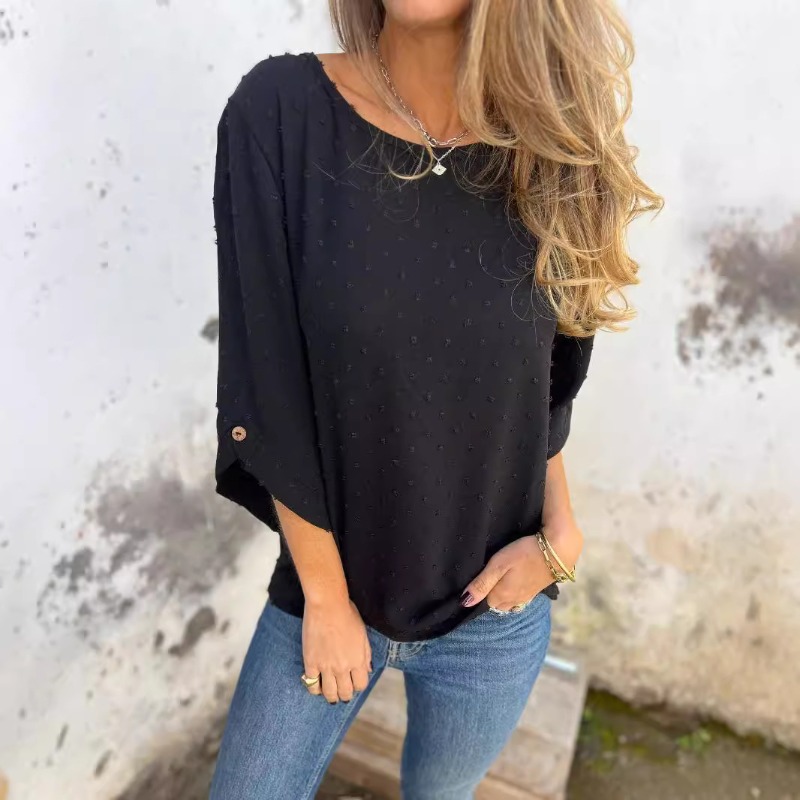 Women Fashion Wear - Women Swiss Dot Jacquard Blouse O