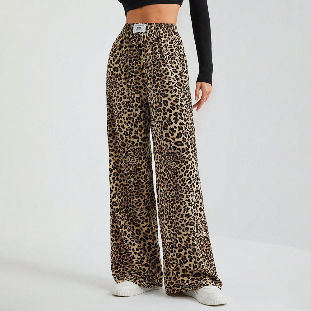 Women'S Fashion E Commerce - Trendy Classic Leopard Print Loose-Fit Wide-Leg