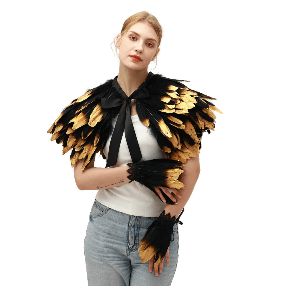 Women'S Fashion Poncho - Steampunk Gothic Exaggerates Gorgeous Feather Cloak