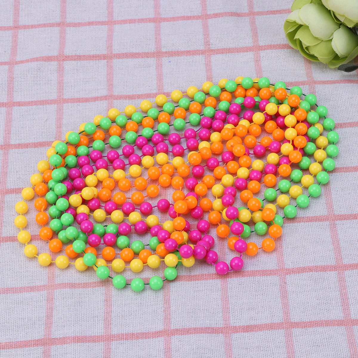 Women'S Fashion In The 80S - 4Pcs Plastic Bead Necklace Women Colorful