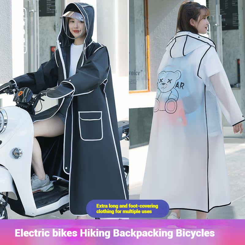 Women'S Fashion Raincoat - Black Fashion Adult Waterproof Long Raincoat