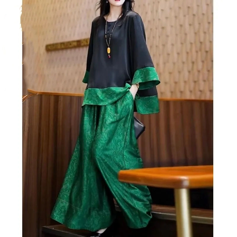 Summer Women Loose Satin Outfi - огляд і ціна Wide Leg Palazzo Pants