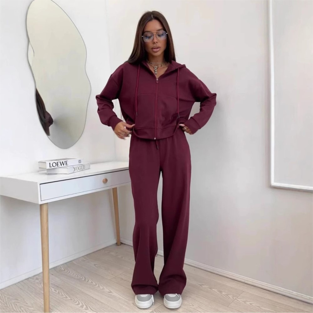 Women's Sports Suit Hooded Swe - огляд і ціна Wide Leg Palazzo Pants