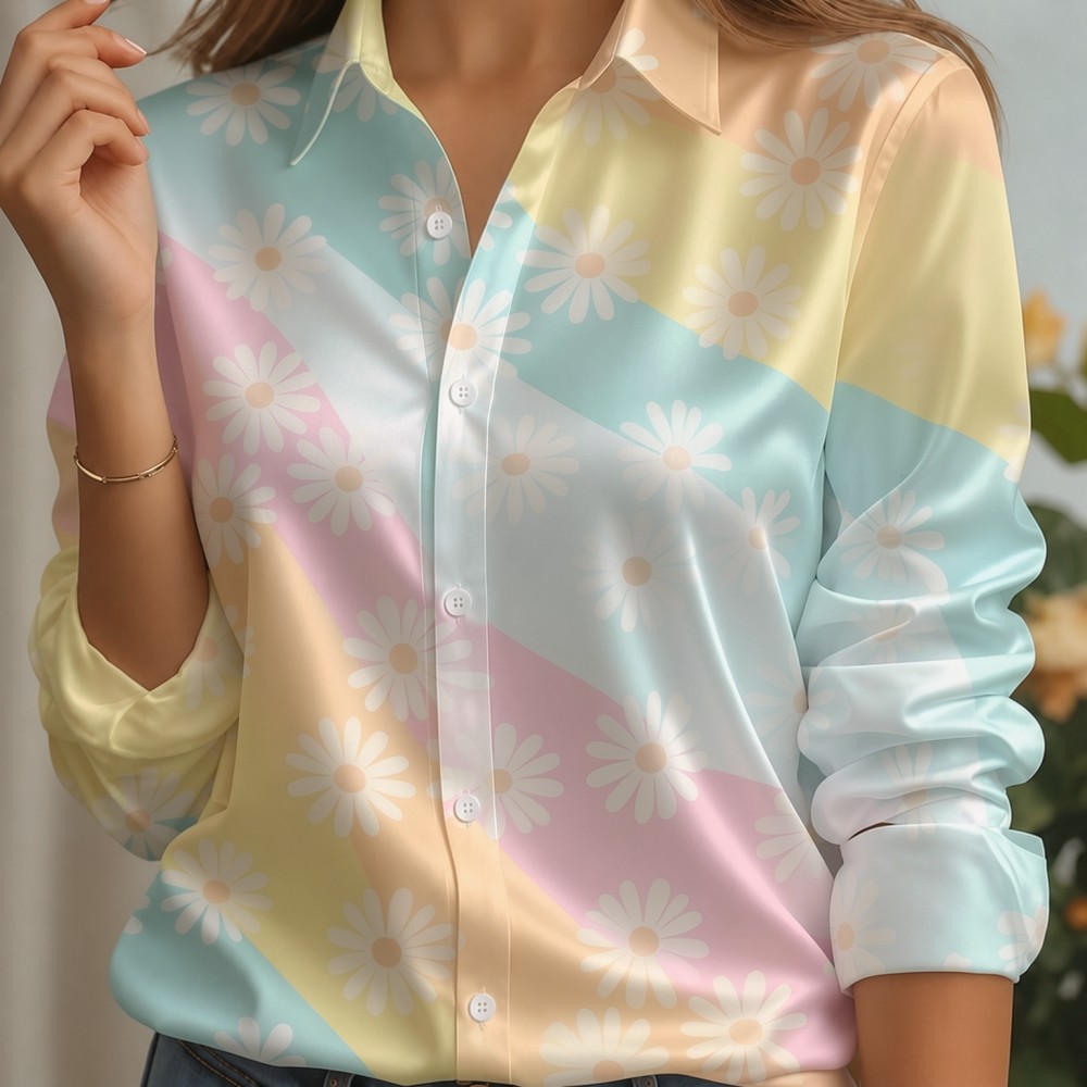 Women Satin Lapel Collar Shirt - огляд і ціна Women Fashion Wear