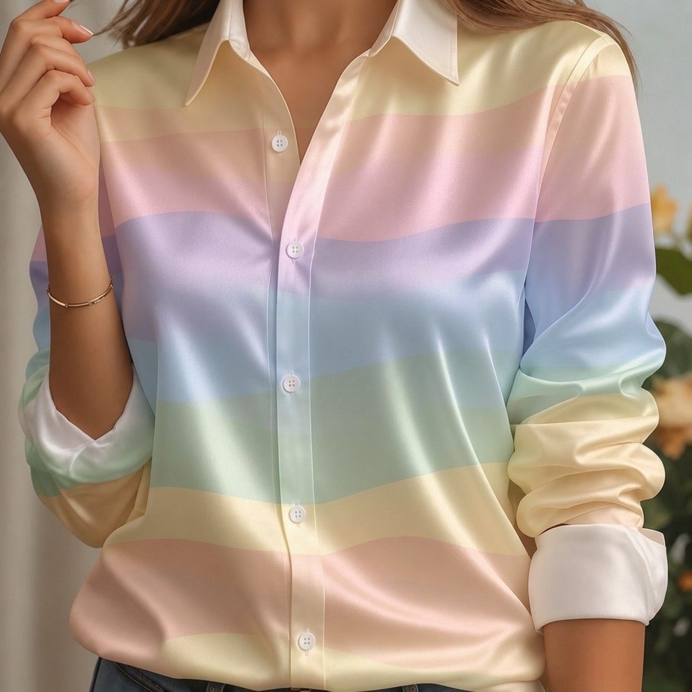Women Satin Lapel Collar Shirt - огляд і ціна Women Fashion Wear