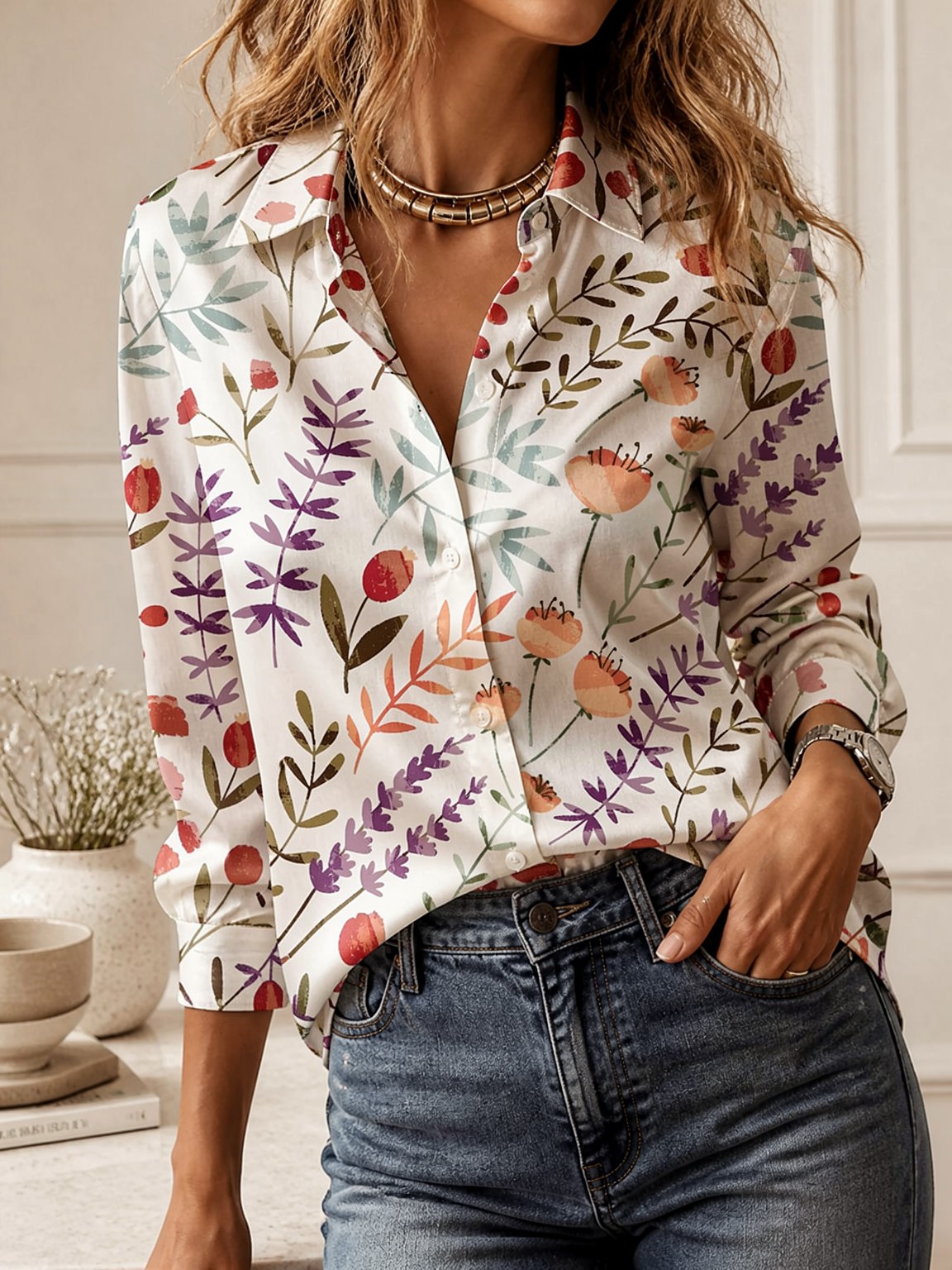 Casual All-match Collared Blou - огляд і ціна Women'S Fashion Tops