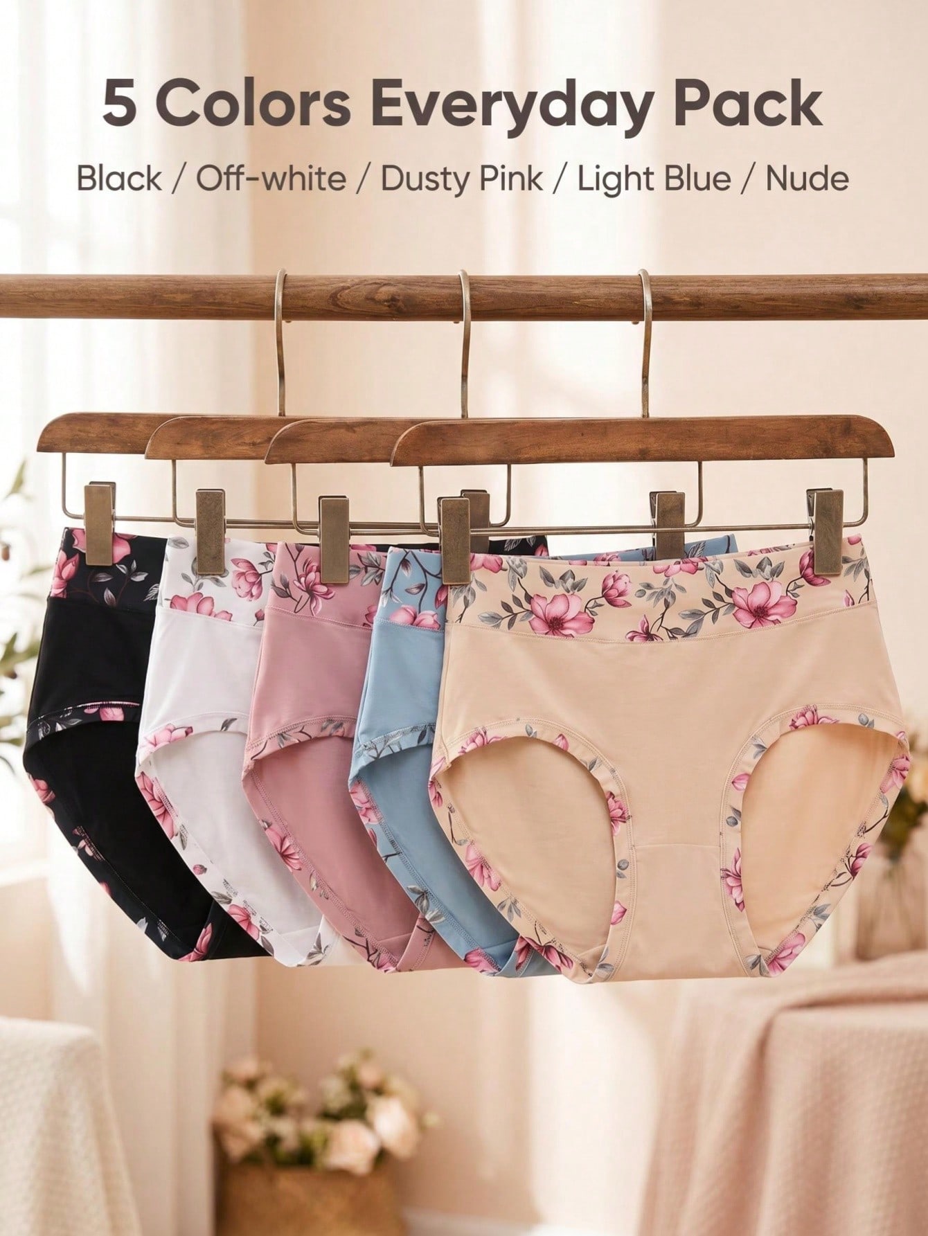 5PCS Plus Size Women's Flower  - огляд і ціна Women Fashion Wear