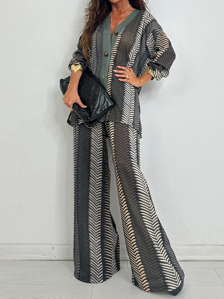 New Chic V Neck Long Sleeve Pr - огляд і ціна Wide Leg Palazzo Pants