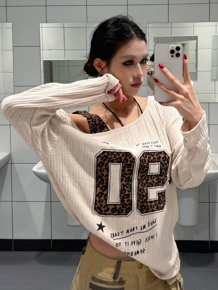 Y2K Patchwork Leopard Print T- - огляд і ціна Women'S Fashion Tops