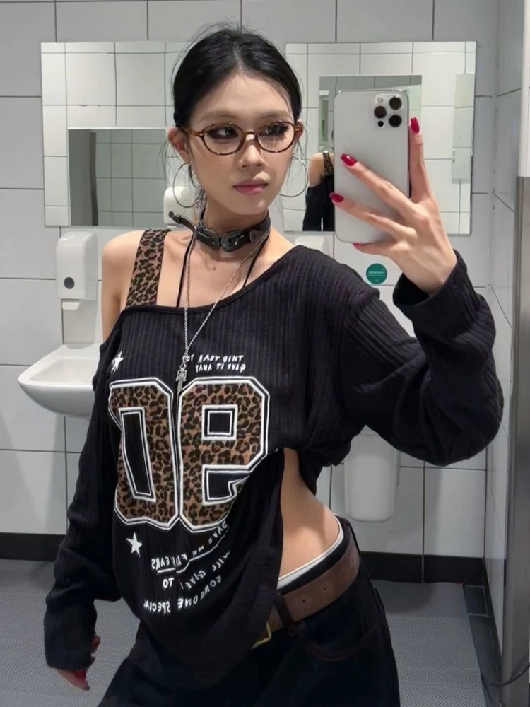 Y2K Patchwork Leopard Print T- - огляд і ціна Women'S Fashion Tops
