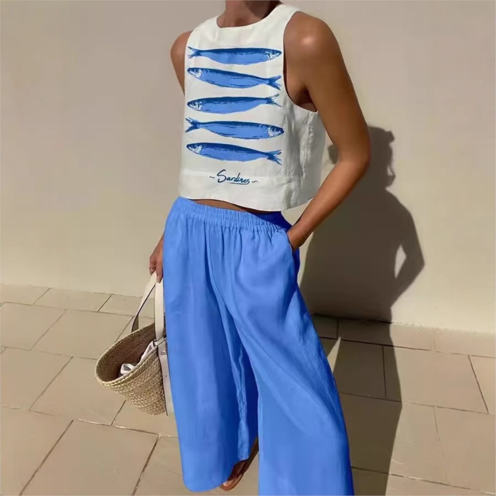 Bohemian Casual Vest And Long  - огляд і ціна Wide Leg Palazzo Pants