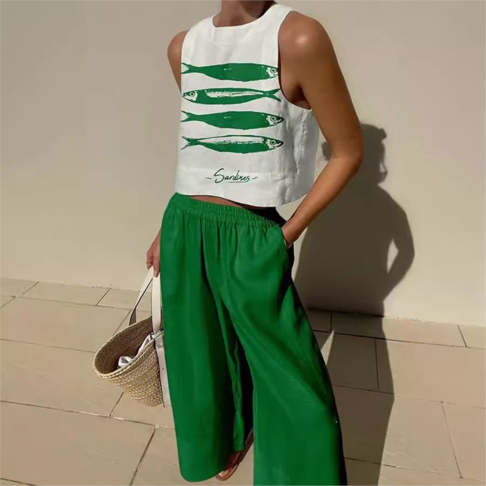 Bohemian Casual Vest And Long  - огляд і ціна Wide Leg Palazzo Pants