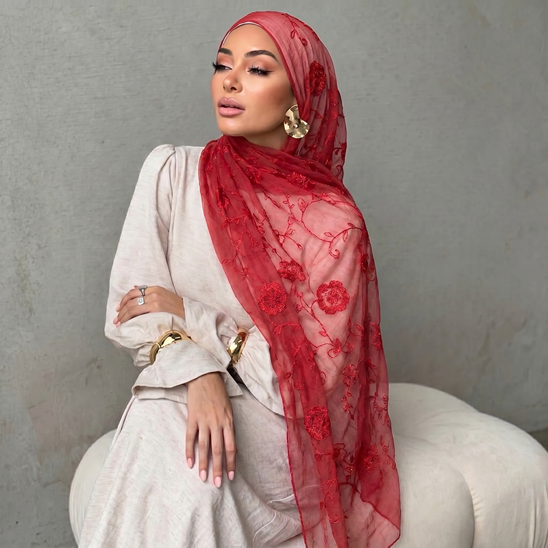 Floral Embroidery Muslim Hijab - огляд і ціна Women Fashion Wear