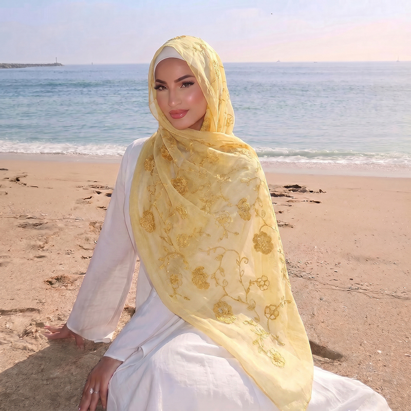Floral Embroidery Muslim Hijab - огляд і ціна Women Fashion Wear