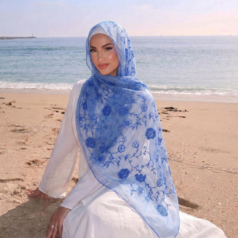 Floral Embroidery Muslim Hijab - огляд і ціна Women Fashion Wear