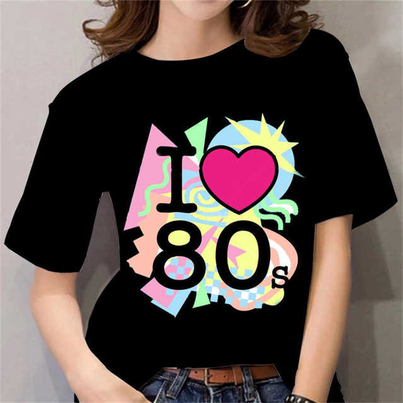 80s Womens T Shirt Femal Black - огляд і ціна Women'S Fashion In The 80S