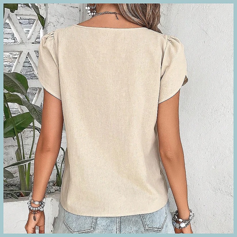 2024 Summer Vintage Solid Colo - огляд і ціна Women'S Fashion Tops