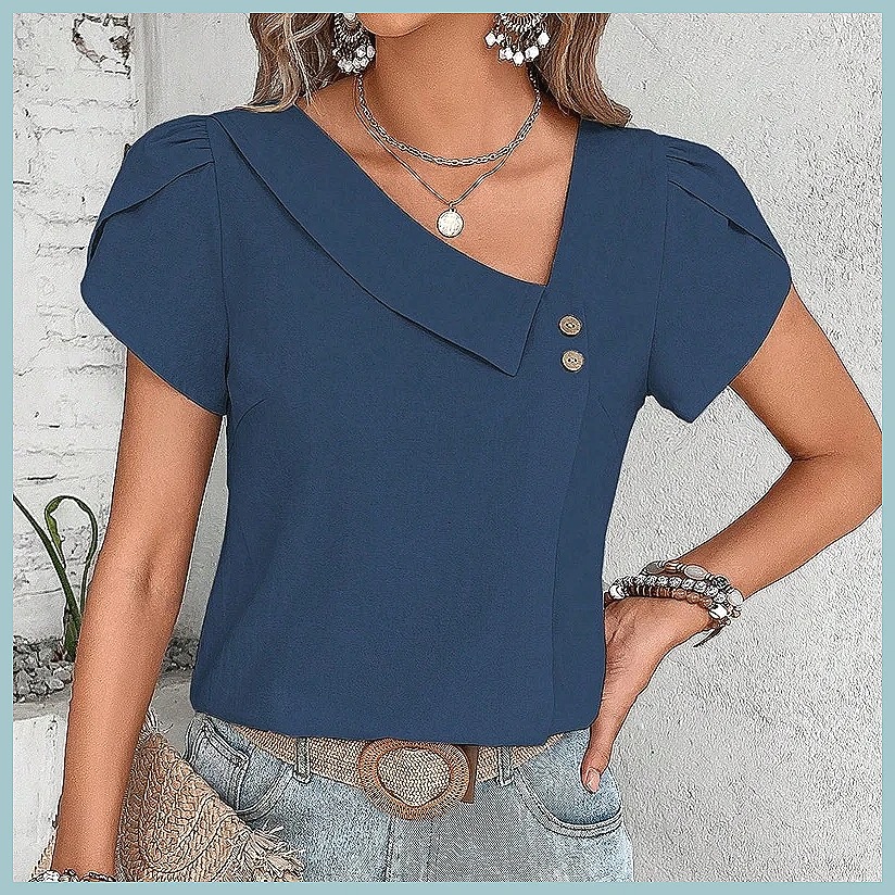 2024 Summer Vintage Solid Colo - огляд і ціна Women'S Fashion Tops